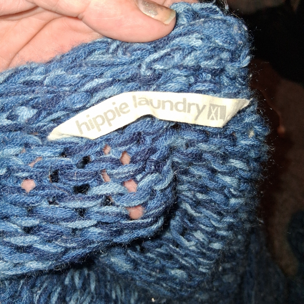 Hippie Laundry Blue Knit Women's Cardigan crocheted - Picture 2 of 3